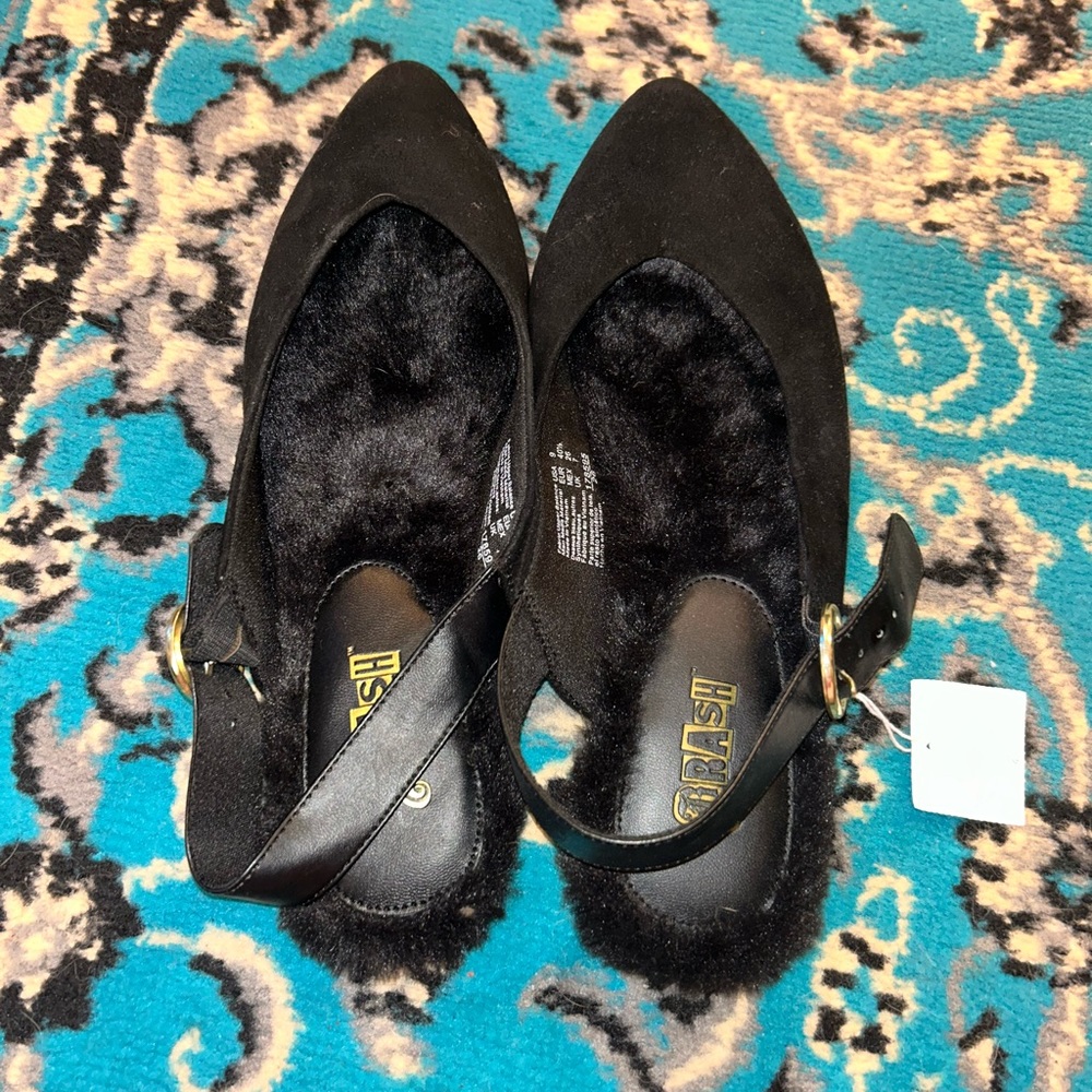 BNWT Brash Women’s Size 9 Black Flats Shoes Fur Lined